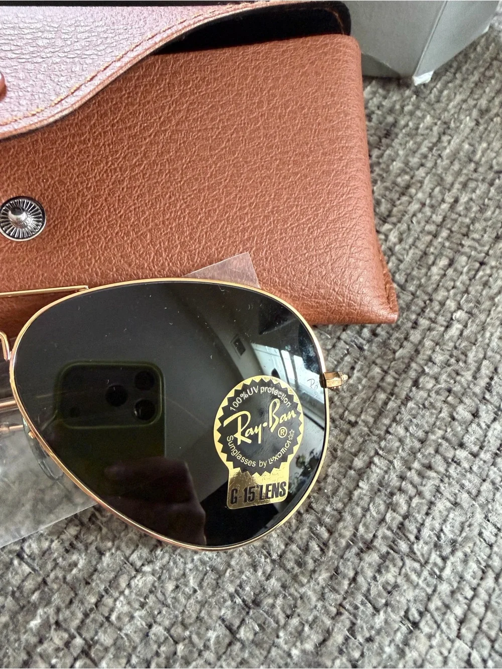 Ray-Ban Gold Frame Sunglasses with Green Lenses